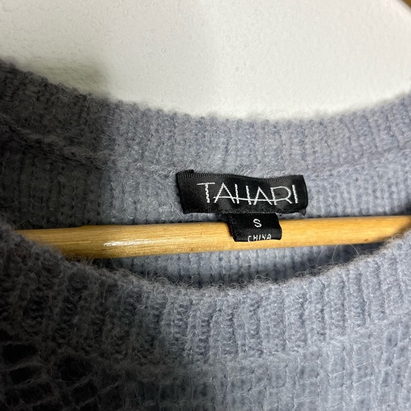 Tahari Alpaca Wool Blend Sheer Shoulder Sweater S - Picture 3 of 5